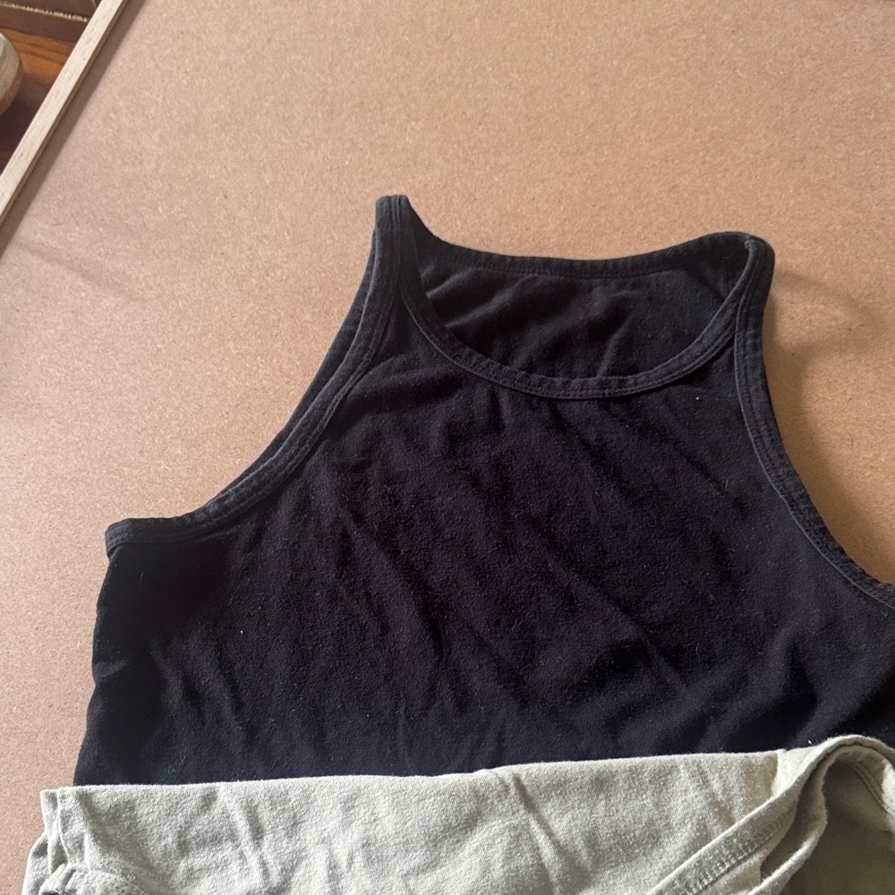 Set of Three Tank Tops - Black, Gray, and Olive - Picture 3 of 4